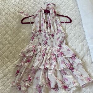 Love Shack Fancy Deanna Cotton Floral Halter Dress - Size M